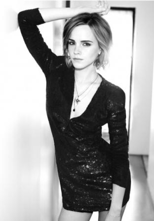 Emma Watson In Black Glitter Mini Dress
