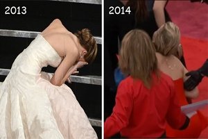 Oscars 2014 Jennifer Lawrence Falls Again