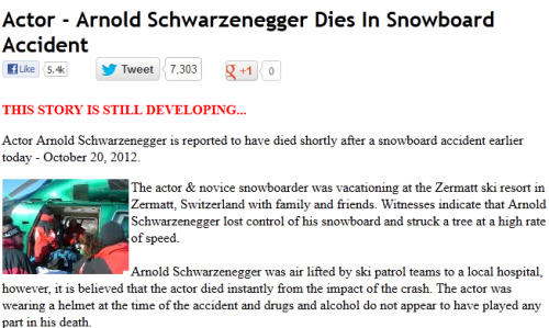 Arnold Schwarzenegger Dies In Snowboard Accident