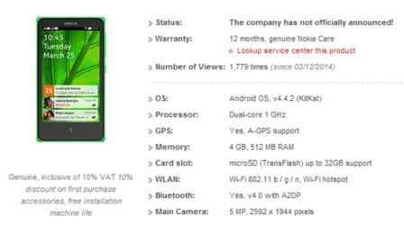 Nokia X A110 Android Smartphone Price $110